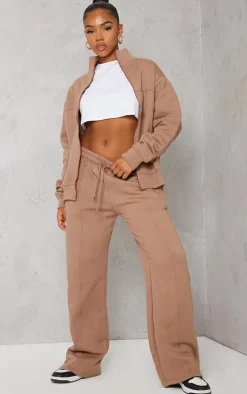 Mocha Seam Detail Zip Track Top