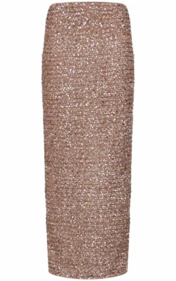 Mocha Sequin Maxi Skirt