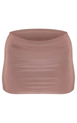 Mocha Slinky Low Rise Micro Mini Skirt