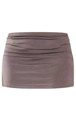 Mocha Slinky Low Rise Mini Micro Skirt