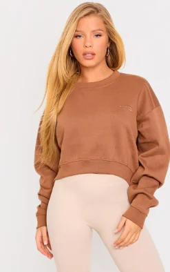 Mocha Studio Mode Embroidered Cropped Sweatshirt