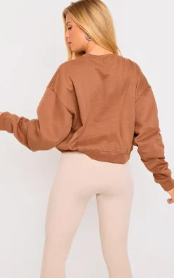 Mocha Studio Mode Embroidered Cropped Sweatshirt