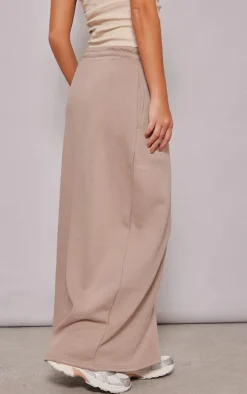 Mocha Sweat Drawstring Midi Skirt