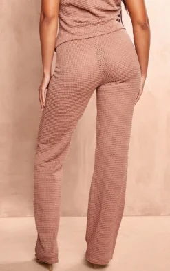 Mocha Textured Straight Leg Pants