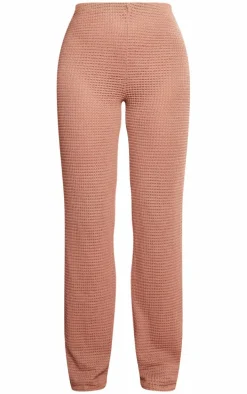 Mocha Textured Straight Leg Pants