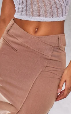 Mocha Woven Tailored Asymmetric Maxi Skirt