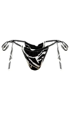 Monochrome Animal Print Tie Side Bikini Bottoms