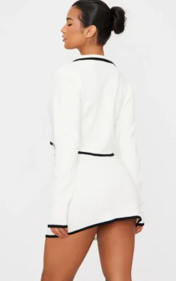 Monochrome Button Up Cropped Knit Shirt