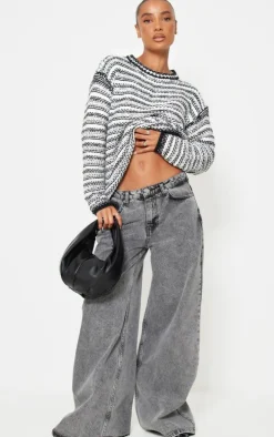 Monochrome Contrast Knit Slouchy Oversized Sweater
