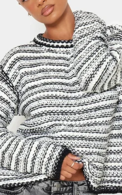 Monochrome Contrast Knit Slouchy Oversized Sweater