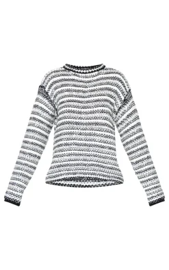 Monochrome Contrast Knit Slouchy Oversized Sweater