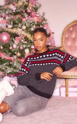 Monochrome Fairisle Oversized Christmas Sweater