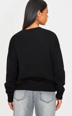 Monochrome Graphic Soft Knit Oversized Sweater