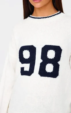 Monochrome Knit Oversized Embroidered Sweater