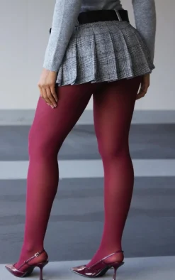 Monochrome Plaid Brushed Woven Belted Pleated Mini Skirt