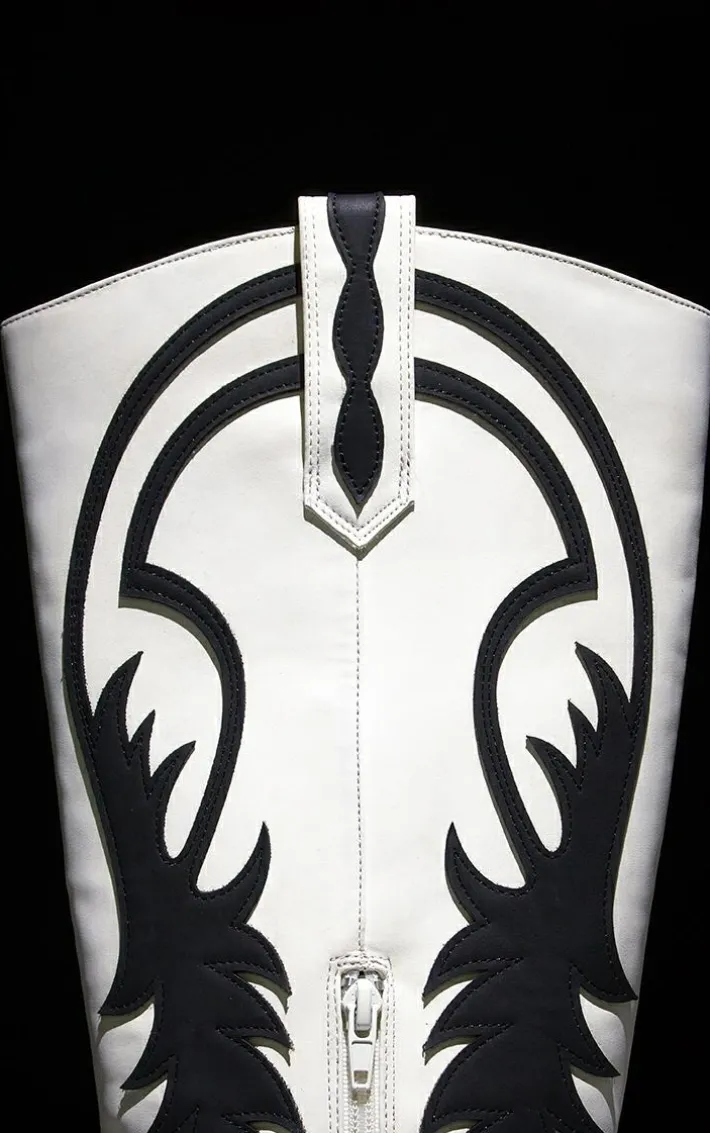 Monochrome Pu Point Toe Contrast Knee High Western Boots