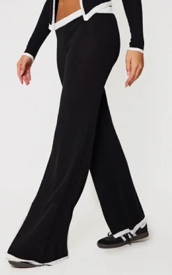 Monochrome Towel Knitted Contrast Detail Pants