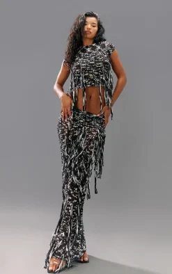 Monochrome Twist Marl Knit Open Back Crop Top