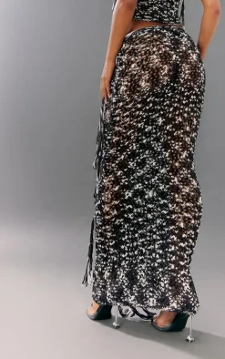 Monochrome Twist Marl Knit Maxi Skirt