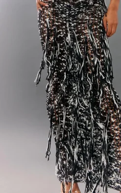 Monochrome Twist Marl Knit Maxi Skirt