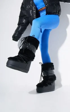 MOON BOOT Black Faux Fur Classic
