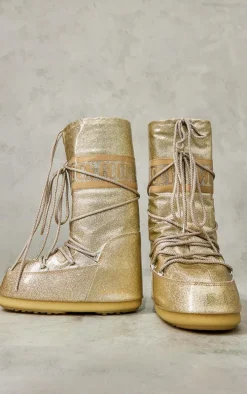 MOON BOOT Gold Icon Glitter
