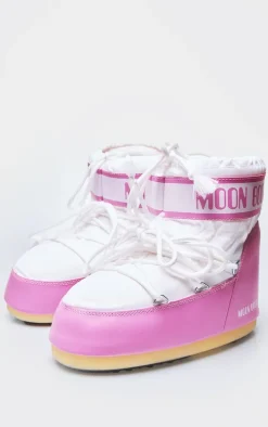 MOON BOOT Pink and White Icon Low