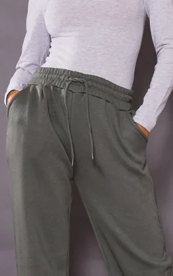 Moss Green Oversized Drawstring Wide Leg Sweatpants