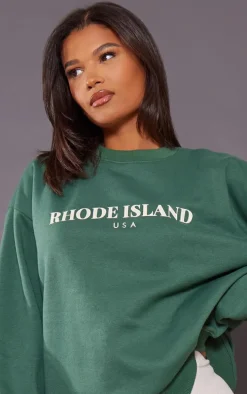 Moss Green Rhode Island Print Sweatshirt