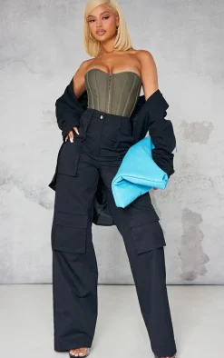 Moss Khaki Bandage Hook And Eye Structured Corset