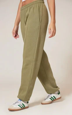 Moss Khaki Pintuck Detail Oversized Sweatpants