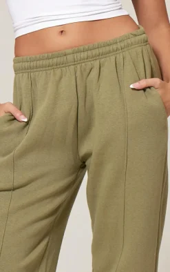 Moss Khaki Pintuck Detail Oversized Sweatpants