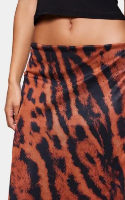 Multi Abstract Mesh Print Midi Skirt