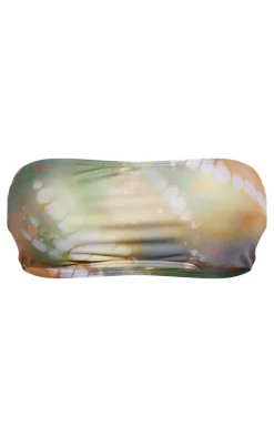 Multi Abstract Print Bandeau Bikini Top