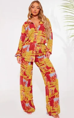 Multi Abstract Print Beach Pants