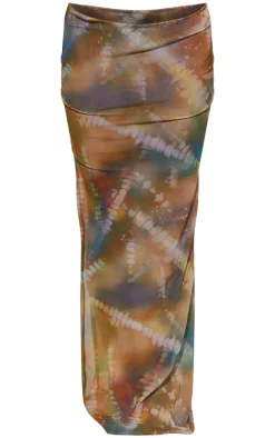 Multi Abstract Print Mesh Maxi Beach Skirt