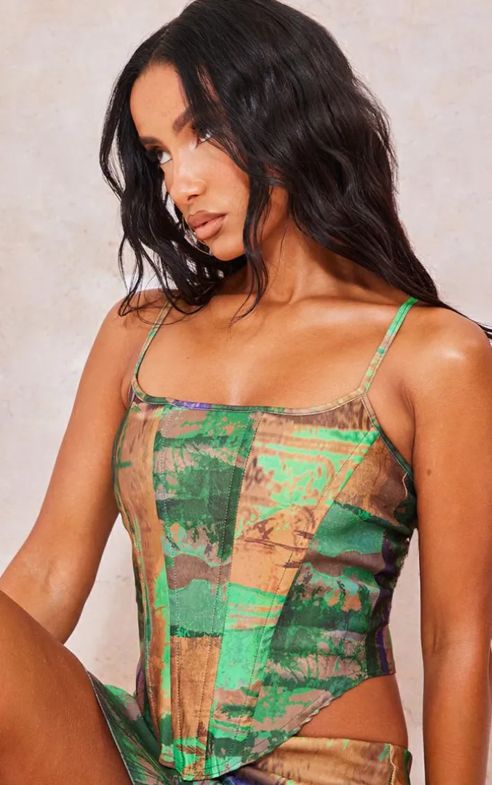Multi Abstract Printed Corset