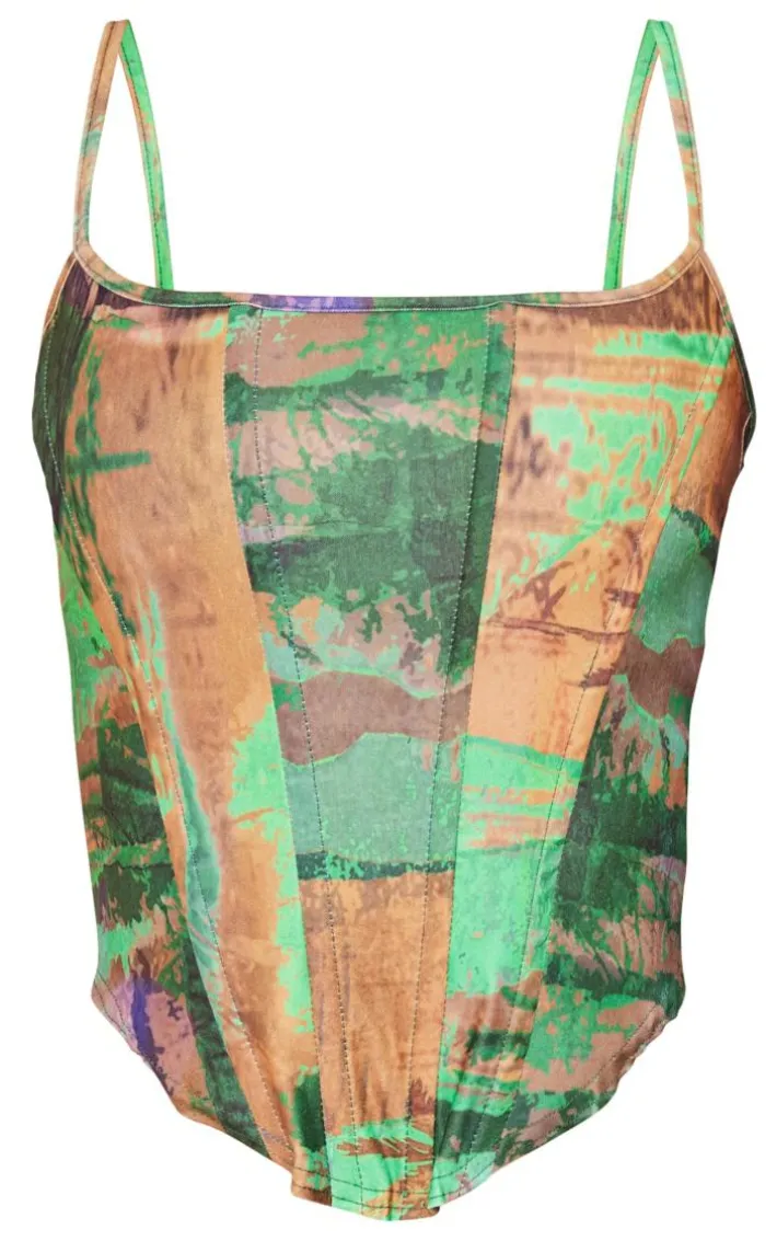 Multi Abstract Printed Corset
