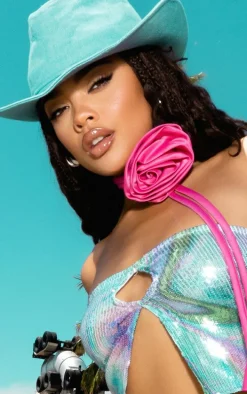 Multi Abstract Sequin Bandeau Top