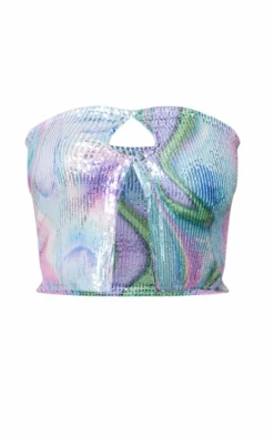 Multi Abstract Sequin Bandeau Top