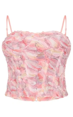 Multi Abstract Tulle Boned Corset