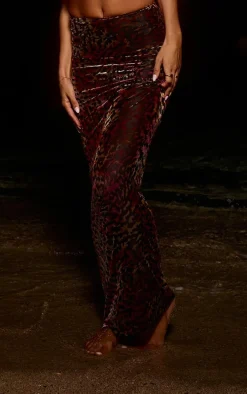 Multi Animal Print Devore Maxi Skirt