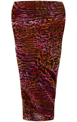 Multi Animal Print Devore Maxi Skirt