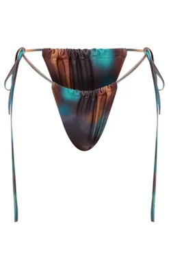 Multi Blurred Print Tie Side Bikini Bottoms