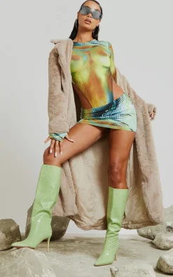 Multi Body Print Low Rise Micro Mini Skirt