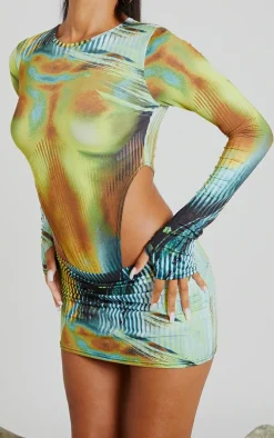 Multi Body Print Low Rise Micro Mini Skirt