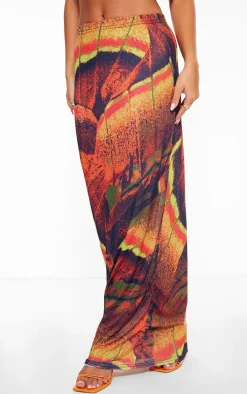Multi Butterfly Printed Onion Skin Maxi Skirt