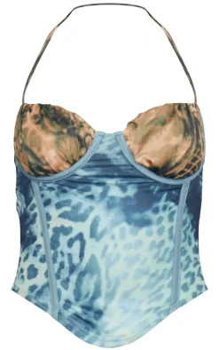 Multi Contrast Abstract Printed Corset