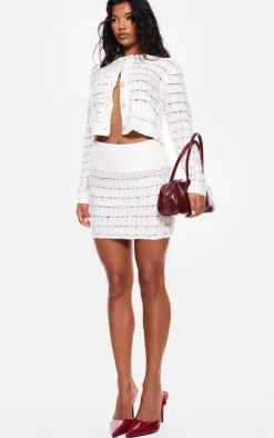 Multi Contrast Boucle Knit Mini Skirt