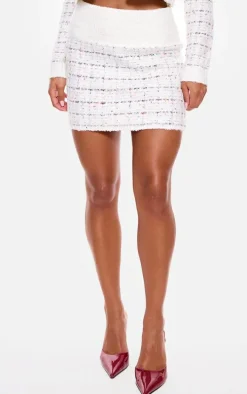 Multi Contrast Boucle Knit Mini Skirt